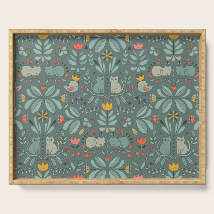 Swedish Folk Cats Serving Tray Gallery Image 1