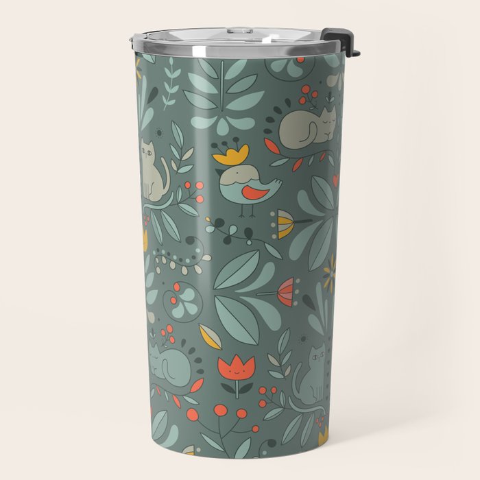 Swedish Folk Cats Travel Mug Gallery Image 2