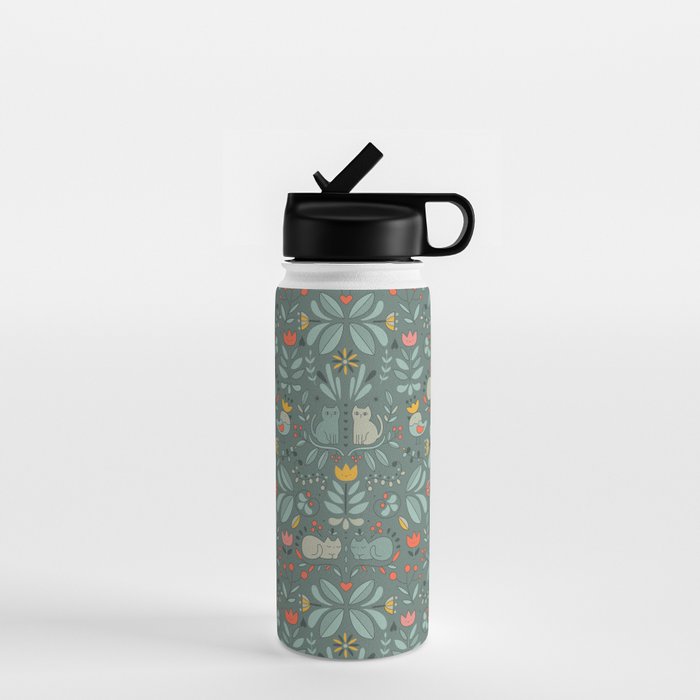 Swedish Folk Cats Water Bottle Gallery Image 1