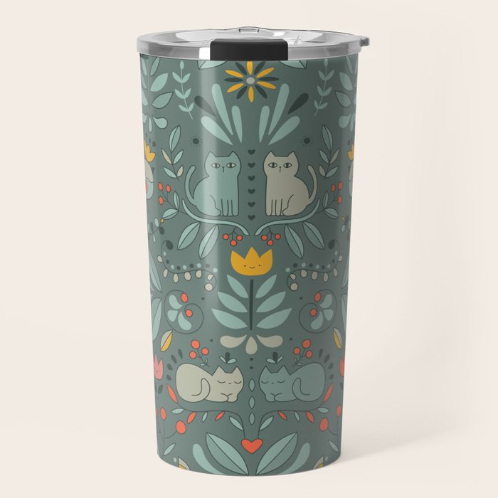 Swedish Folk Cats Travel Mug Gallery Image 1