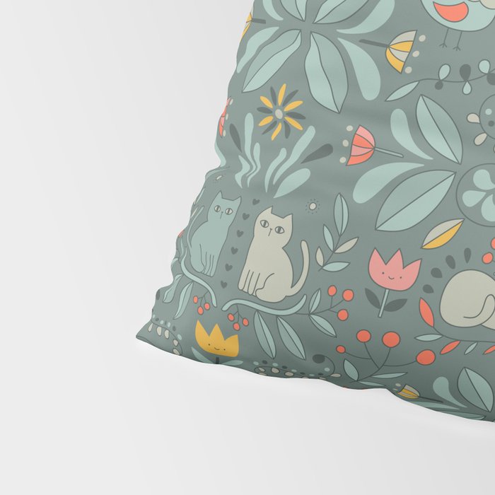 Swedish Folk Cats Pillow Sham Gallery Image 4