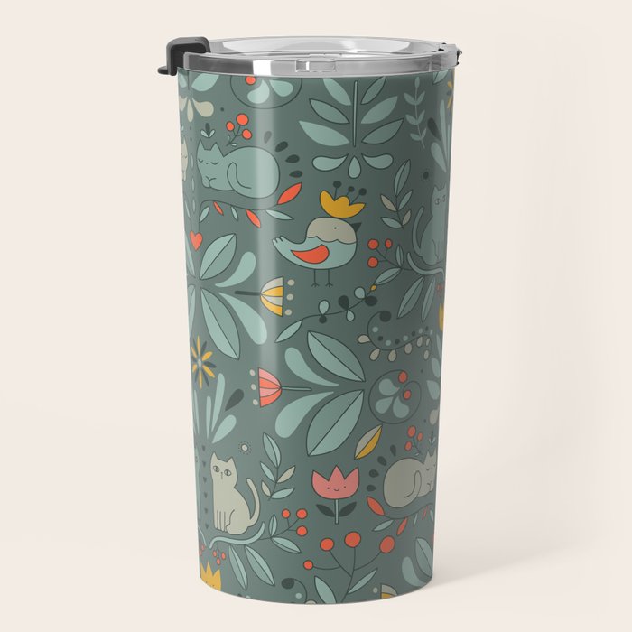 Swedish Folk Cats Travel Mug Gallery Image 3