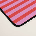 Ultra Fine Stripes Preppy Pink and Red Horizontal Pattern Desk Mat Gallery Image 4