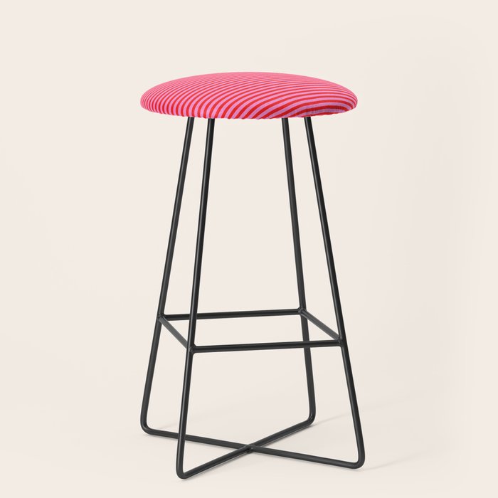 Ultra Fine Stripes Preppy Pink and Red Horizontal Pattern Stool Gallery Image 1
