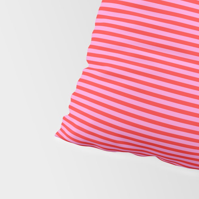 Ultra Fine Stripes Preppy Pink and Red Horizontal Pattern Pillow Sham Gallery Image 4