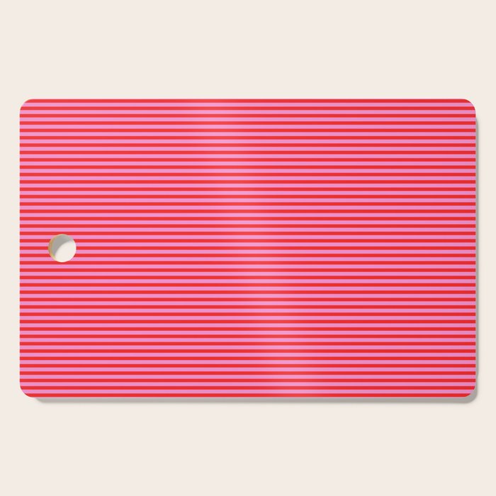 Ultra Fine Stripes Preppy Pink and Red Horizontal Pattern Cutting Board Gallery Image 1