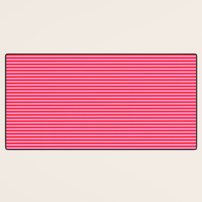 Ultra Fine Stripes Preppy Pink and Red Horizontal Pattern Desk Mat Gallery Image 3