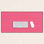 Ultra Fine Stripes Preppy Pink and Red Horizontal Pattern Desk Mat Gallery Image 1