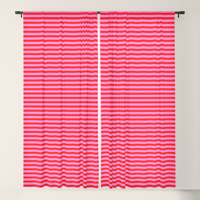 Ultra Fine Stripes Preppy Pink and Red Horizontal Pattern Window Curtain Gallery Image 1
