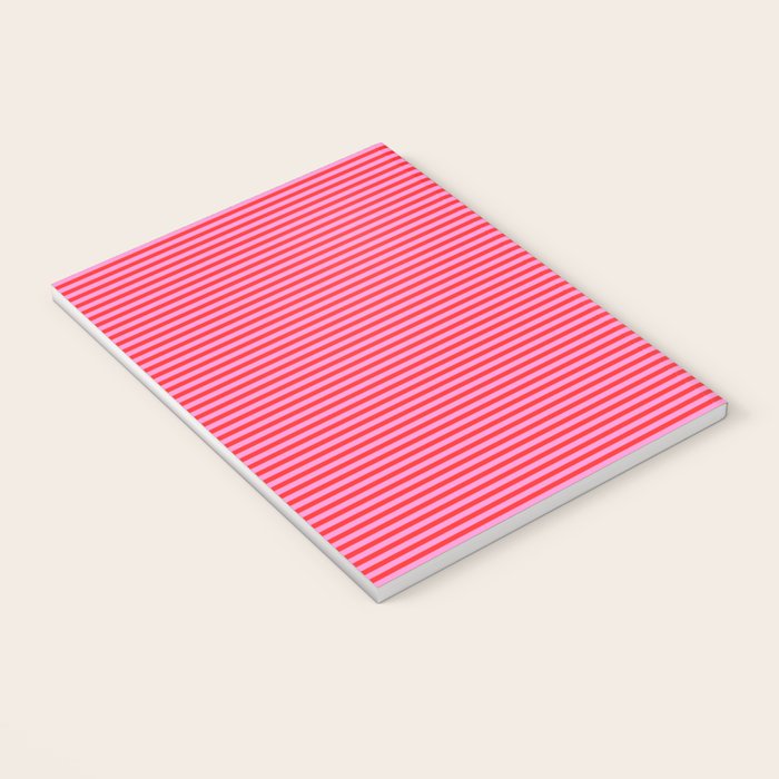 Ultra Fine Stripes Preppy Pink and Red Horizontal Pattern Notebook Gallery Image 3