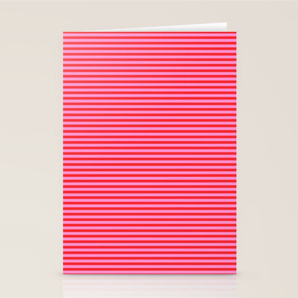 Ultra Fine Stripes Preppy Pink and Red Horizontal Pattern Stationery Card Gallery Image 1
