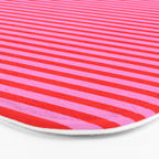 Ultra Fine Stripes Preppy Pink and Red Horizontal Pattern Bath Mat Gallery Image 3