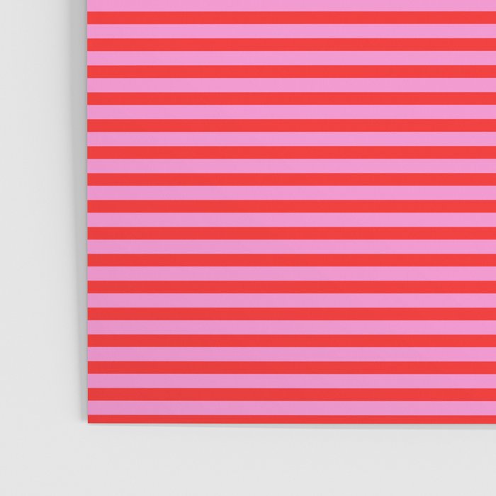 Ultra Fine Stripes Preppy Pink and Red Horizontal Pattern Poster Gallery Image 3