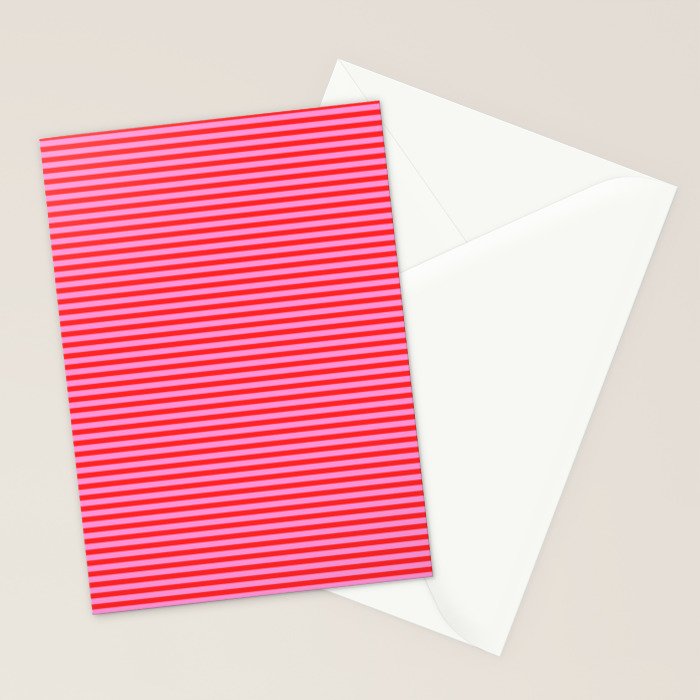 Ultra Fine Stripes Preppy Pink and Red Horizontal Pattern Stationery Card Gallery Image 2
