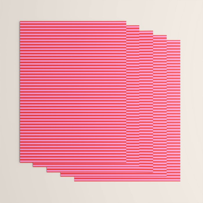 Ultra Fine Stripes Preppy Pink and Red Horizontal Pattern Wrapping Paper Gallery Image 3