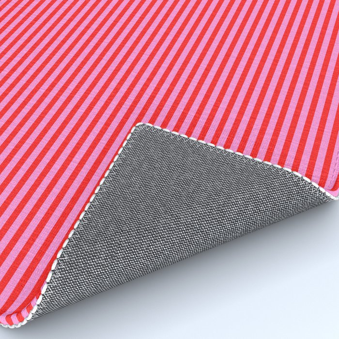 Ultra Fine Stripes Preppy Pink and Red Horizontal Pattern Rug Gallery Image 4