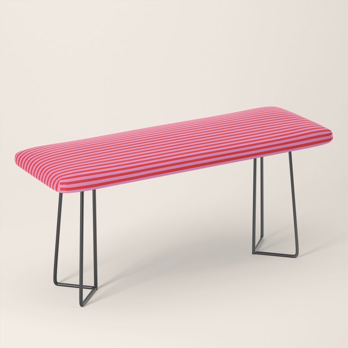 Ultra Fine Stripes Preppy Pink and Red Horizontal Pattern Bench Gallery Image 1