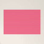 Ultra Fine Stripes Preppy Pink and Red Horizontal Pattern Welcome Mat Gallery Image 1