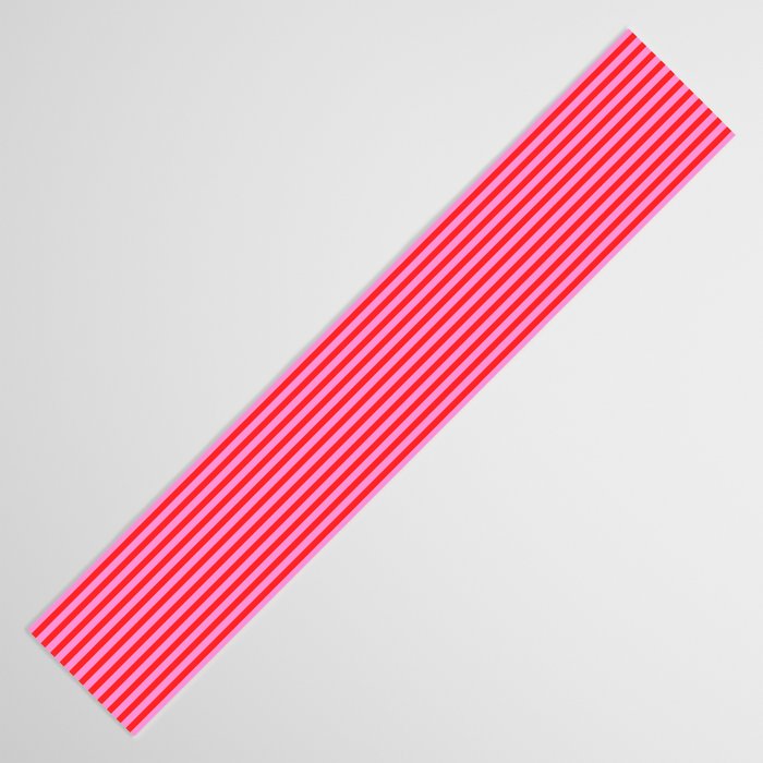 Ultra Fine Stripes Preppy Pink and Red Horizontal Pattern Table Runner Gallery Image 3