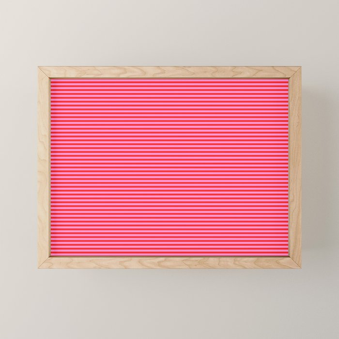 Ultra Fine Stripes Preppy Pink and Red Horizontal Pattern Mini Art Print Gallery Image 1