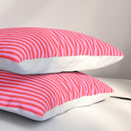 Ultra Fine Stripes Preppy Pink and Red Horizontal Pattern Pillow Sham Gallery Image 3