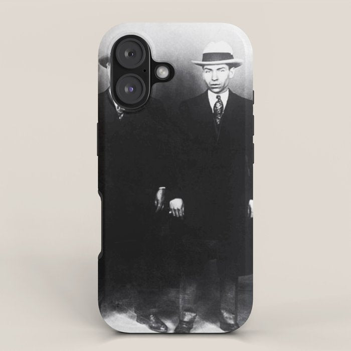 The Syndicate - 'Lucky' Luciano & New York gangsters Ed Diamond, Jack Diamond, & Fatty Walsh black and white photography / photographs iPhone Case Gallery Image 1