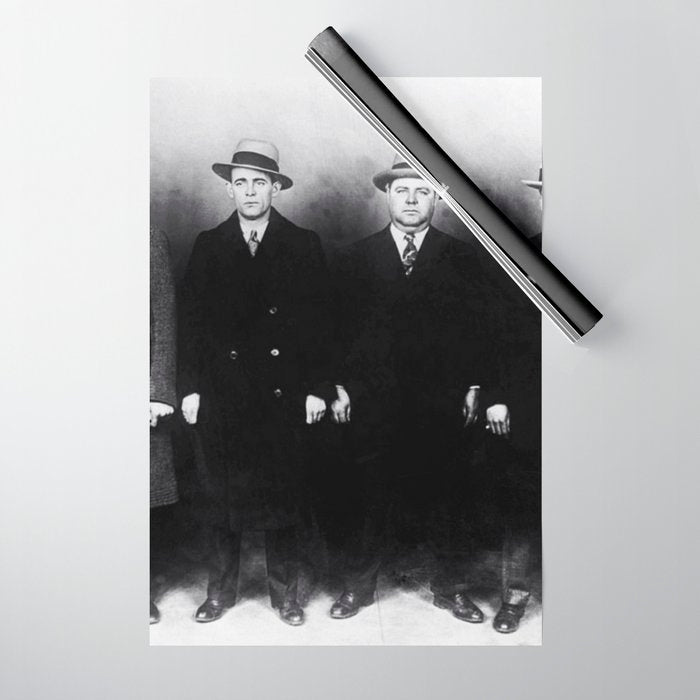 The Syndicate - 'Lucky' Luciano & New York gangsters Ed Diamond, Jack Diamond, & Fatty Walsh black and white photography / photographs Wrapping Paper Gallery Image 1