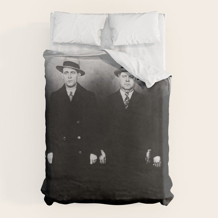 The Syndicate - 'Lucky' Luciano & New York gangsters Ed Diamond, Jack Diamond, & Fatty Walsh black and white photography / photographs Duvet Cover Gallery Image 1