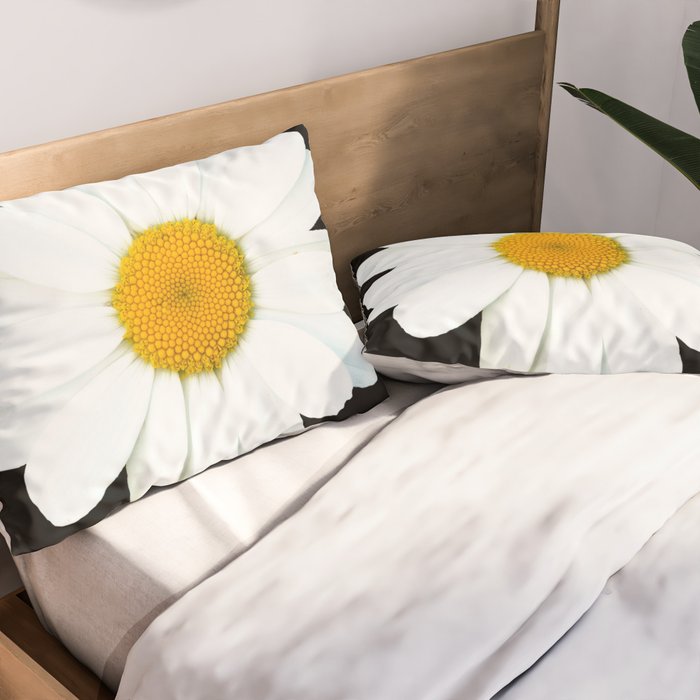 Large White Daisy on Black Background #decor #society6 #buyart Pillow Sham Gallery Image 2