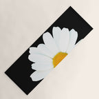 Large White Daisy on Black Background #decor #society6 #buyart Yoga Mat Gallery Image 1