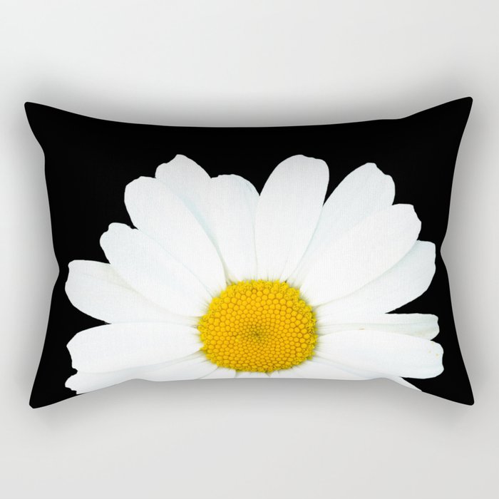 Large White Daisy on Black Background #decor #society6 #buyart Rectangular Pillow Gallery Image 1