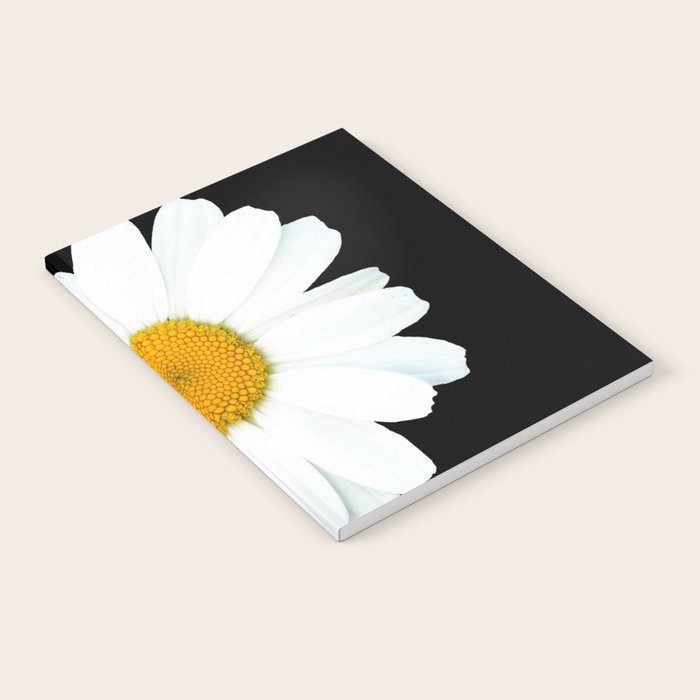 Large White Daisy on Black Background #decor #society6 #buyart Notebook Gallery Image 2