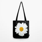 Large White Daisy on Black Background #decor #society6 #buyart Tote Bag Gallery Image 2
