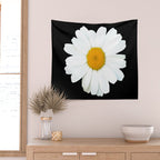 Large White Daisy on Black Background #decor #society6 #buyart Wall Tapestry Gallery Image 2