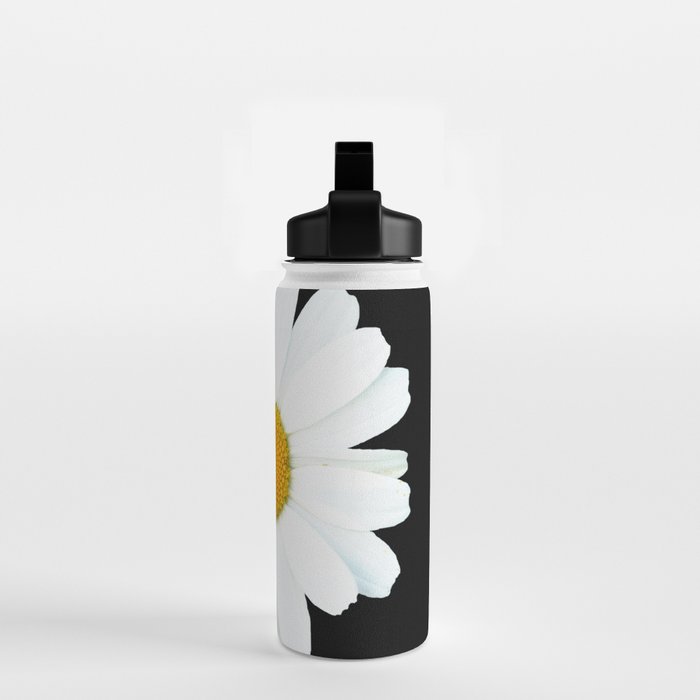 Large White Daisy on Black Background #decor #society6 #buyart Water Bottle Gallery Image 2