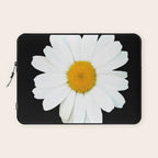 Large White Daisy on Black Background #decor #society6 #buyart Laptop Sleeve Gallery Image 1