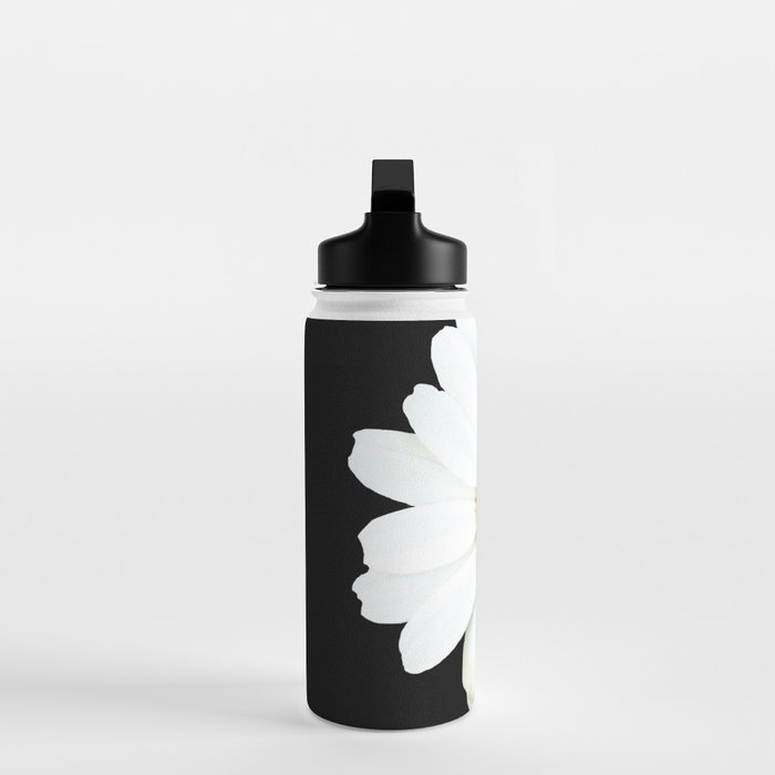 Large White Daisy on Black Background #decor #society6 #buyart Water Bottle Gallery Image 3
