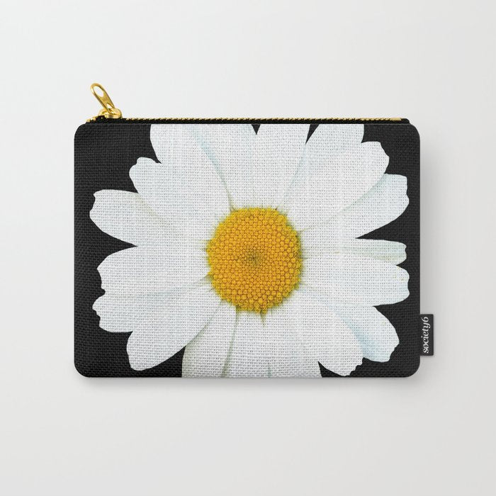 Large White Daisy on Black Background #decor #society6 #buyart Carry All Pouch Gallery Image 1
