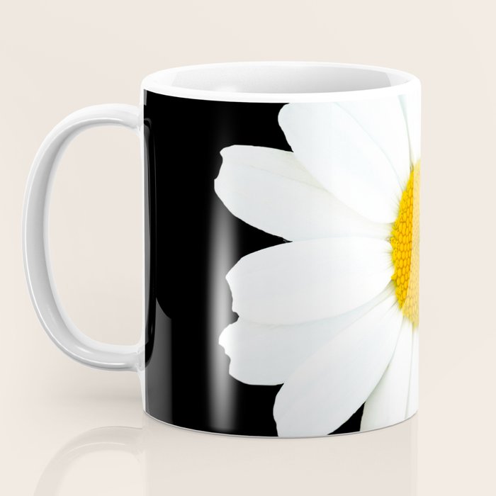 Large White Daisy on Black Background #decor #society6 #buyart Coffee Mug Gallery Image 3