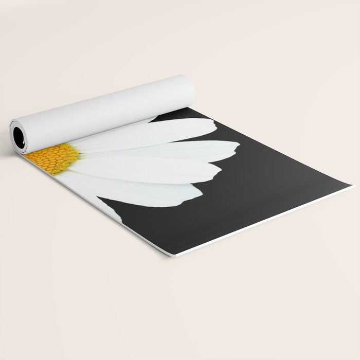 Large White Daisy on Black Background #decor #society6 #buyart Yoga Mat Gallery Image 2