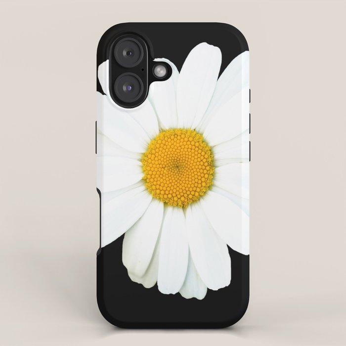 Large White Daisy on Black Background #decor #society6 #buyart iPhone Case Gallery Image 1