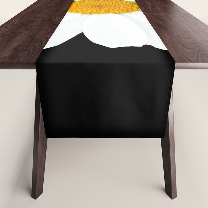 Large White Daisy on Black Background #decor #society6 #buyart Table Runner