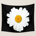Large White Daisy on Black Background #decor #society6 #buyart Wall Tapestry Gallery Image 4