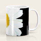 Large White Daisy on Black Background #decor #society6 #buyart Coffee Mug Gallery Image 1