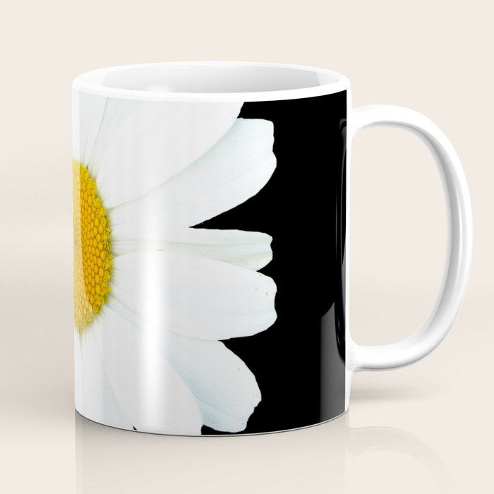 Large White Daisy on Black Background #decor #society6 #buyart Coffee Mug Gallery Image 1