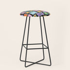 Retro funny cartoon postage stamp sticker pattern Stool Gallery Image 1
