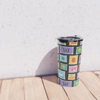 Retro funny cartoon postage stamp sticker pattern Travel Mug Gallery Image 4
