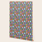 Retro funny cartoon postage stamp sticker pattern Wallpaper Gallery Image 2