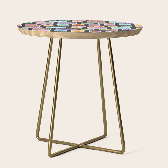 Retro funny cartoon postage stamp sticker pattern Side Table Gallery Image 1