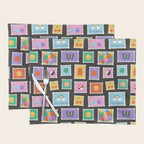 Retro funny cartoon postage stamp sticker pattern Placemat Gallery Image 1